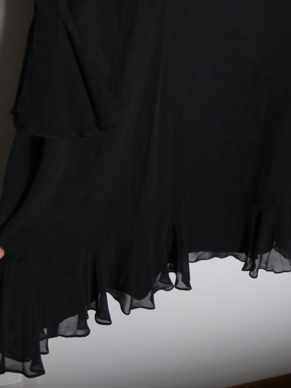 Laura‎ Ashley Vintage 100% Silk Flutter Swing Dress 12 Black Sheer Whimsy Witchy - Picture 5 of 6